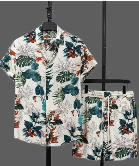 Casual Vacation-Style Printed Short & Shirt Co-ord Set For Men�(2pcs Set) az0b1i-jk