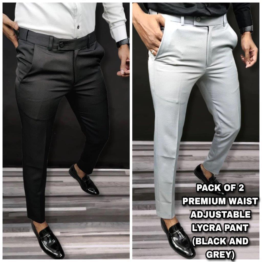Mens Lycra Blend Solid Slim Fit Formal Trouser Pack of 2 az0b1i-jk