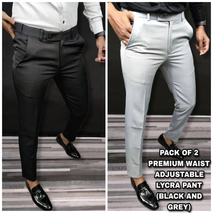Mens Lycra Blend Solid Slim Fit Formal Trouser Pack of 2 az0b1i-jk