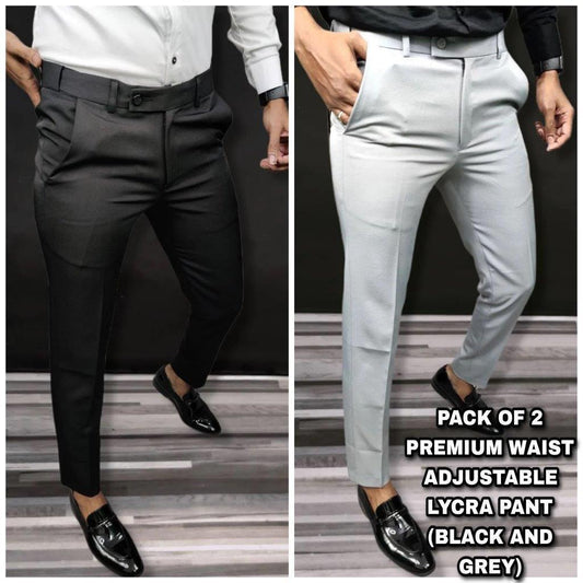 Mens Lycra Blend Solid Slim Fit Formal Trouser Pack of 2 az0b1i-jk