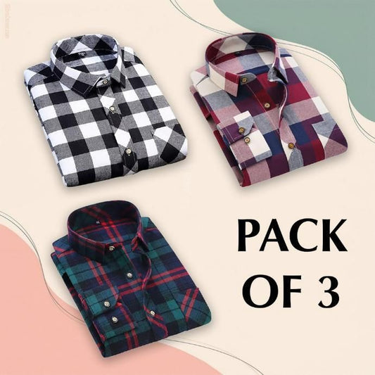 Men's Checkered Casual Shirt Pack of 3 az0b1i-jk